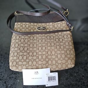 COACH North South Swingpack Signature Jacquard Leather